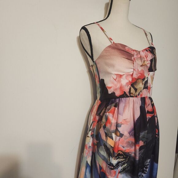 Corey Lynn Calter Anthropologie Daybreak Watercolor Midi sun Dress sz 4 - Picture 2 of 10